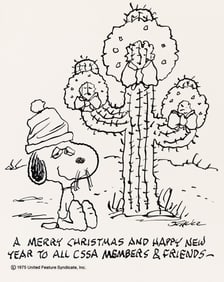 Charles Schulz, (1922-2000), Peanuts, Snoopy's brother Spike Christmas Cactus illustration. 1989.