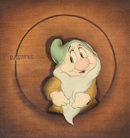Walt Disney Studios, Snow White, Bashful Courvoisier animation cel. 1937.