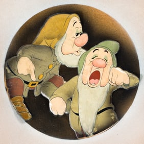 Walt Disney Studios, Snow White and the Seven Dwarfs Sleepy and Sneezy Courvoisier animation cel