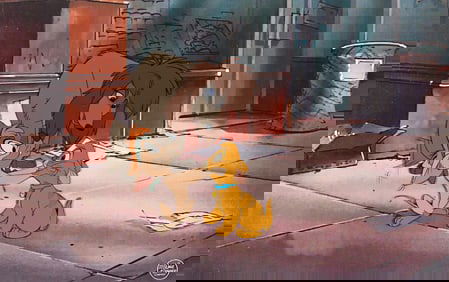 Walt Disney Studios, Oliver and Company animation cel setup. 1988.