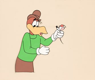 Walter Lanz Productions, Buzz Buzzard animation drawing and cel. 1972.