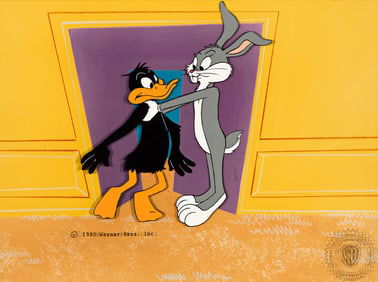 Warner Bros. / Chuck Jones, (1912-2002), Bugs Bunny and Daffy animation cel for Gremlins 2: The New