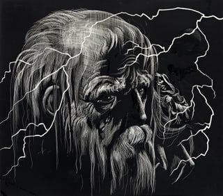 Arthur Wragg, (1903-1976), Group of 2 illustrations: King Lear and "Lear and his Fool." 1961.