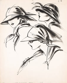 Antonio Lopez, (1944-1988), Halston Hats for Saks Fifth Avenue. Circa 1980.