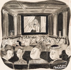(New Yorker) Charles Samuel Addams, (1912-1988), Study for "Movie Scream," 1947.