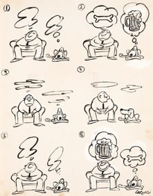 (New Yorker) Lee Lorenz, (1932-2022), Man and dog daydreaming. Circa 1970.