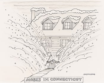 (New Yorker) Mick Stevens, (b. 1942), "Moses in Connecticut." 1989.