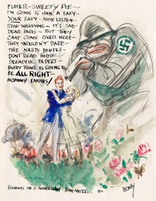 James Montgomery Flagg, (1877-1960), Group of 4 WWII era cartoons. Circa 1943.