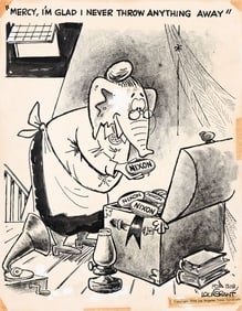 Lou Grant, (1920-2001), Two cartoons published in the Los Angeles Times, 1966.
