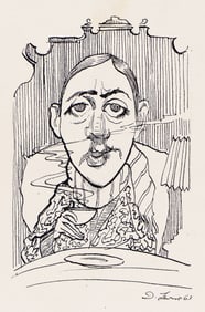 David Levine, (1926-2009), Portrait of Marcel Proust. 1963.