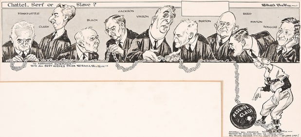 Willard Mullin, (1902-1978), "Chattel, serf or slave" cartoon. Circa 1953.