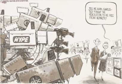 Jack Ohman, (b. 1960), "Tell me again, Charles - they fought the revolution to be free from