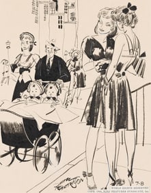 Russell Patterson, (1896-1977), "It was so romantic! They met on a double date!" 1944.