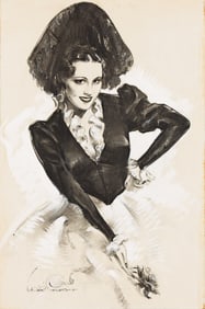 Vladimir Chenkoff, Woman wearing peineta and mantilla, circa 1940.