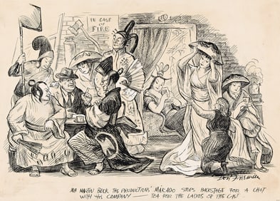 Don Freeman, Martin Beck stops backstage of "The Mikado." 1934.