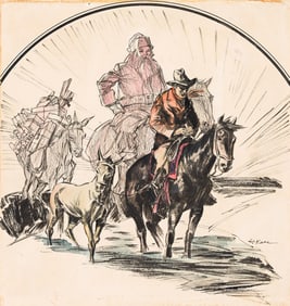 Harry Kane, (1912-1988), Santa and Cowboy. Circa 1930.