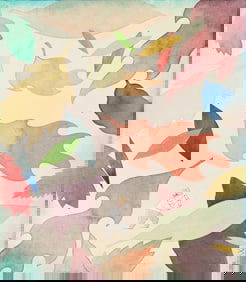 Tim Lewis, (1937-2017), Reading in the autumn leaves. 1991.