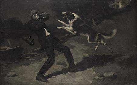 Norman Rockwell, (1894-1978), "Out of the blackness Wolf launched himself, straight for the