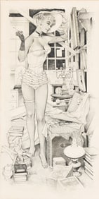 Fritz Willis, (1907-1979), Study for pinup showgirl backstage. Circa 1945.
