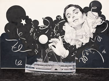 James Barkley, (b. 1941), Society of Illustrators boat ride. Circa 1990.