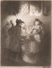 Unknown artist signed D. Gibson, Christmas Carolers. 1926.