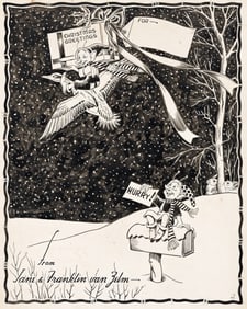 Louis Franklin van Zelm, (1895-1961), "Christmas Greetings" card. Circa 1950.