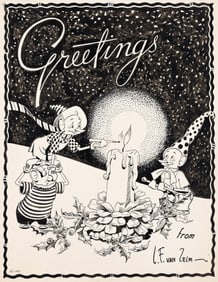 Louis Franklin van Zelm, (1895-1961), "Greetings" Christmas card. Circa 1950.