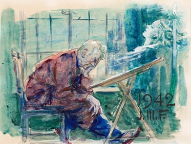 James Montgomery Flagg, (1877-1960), Self portrait with muse. 1942.