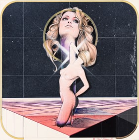 Paul Stinson, (1953-), Futuristic nude in space. 1975.