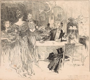 Howard Chandler Christy, (1873-1952), "Applause rose thinner at his bachelor-club." 1896.