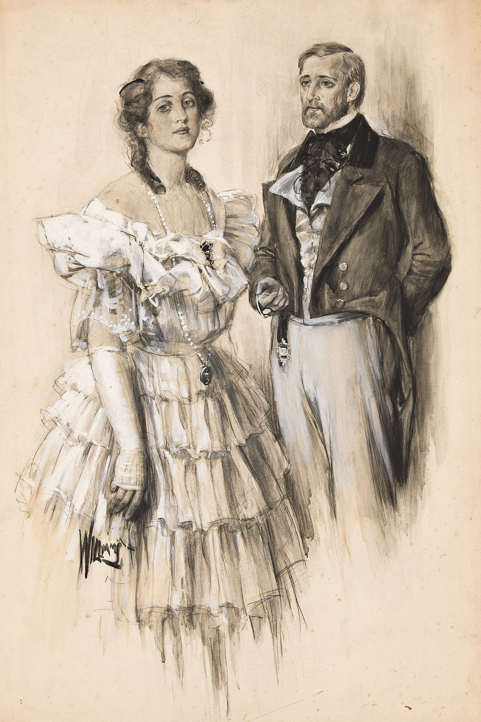 Charles David Williams, (1875-1954), "'I think it is I who have gained the most,' he said gravely.": Charles David Williams(1875-1954)"'I think it is I who have gained the most,' he said gravely." 1903.Gouache on board.Signed in lower left.Publication:Frontispiece for A Gentleman of the Sout