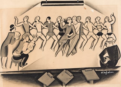Constantin Alajalov, American (1900-1987), Dance rehearsal. Circa 1930.