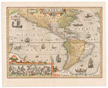 (AMERICAS.) Jodocus Hondius. America. Amsterdam, 1619