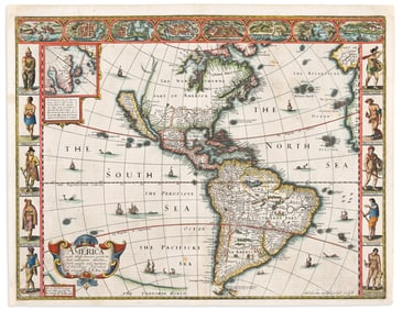 (AMERICAS.) John Speed. America with Those Known Parts in that Unknowne Worlde... London: George