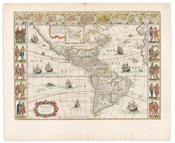 (AMERICAS.) Willem Blaeu. Americae Nova Tabula. Amsterdam, circa 1642
