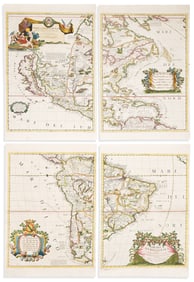 (AMERICAS.) Vincenzo Coronelli. America Settentrionale. [and] America Meridionale. Venice, circa