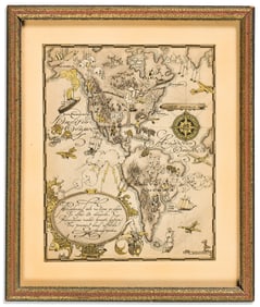 (AMERICAS.) “Wheeler”. [Untitled Art Nouveau Buzza Motto-styled pictorial map of the