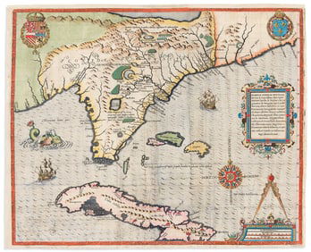 (AMERICAN SOUTHEAST.) Jacques Le Moyne de Morgues; and Theodore de Bry. Floridae Americae Provinciae