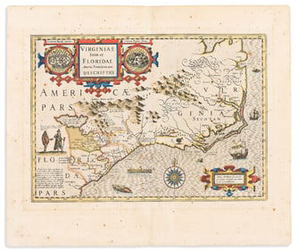 (AMERICAN SOUTHEAST.) Gerard Mercator; and Jodocus Hondius. Virginiae Item et Floridae Americae