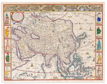(ASIA.) John Speed. Asia with the Islands Adjoyning Described, the Atire of the People, & Townes of