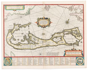 (BERMUDA.) Henricus Hondius. Mappa Aestivarum Insularum, Alias Barmudas. Amsterdam, circa 1633