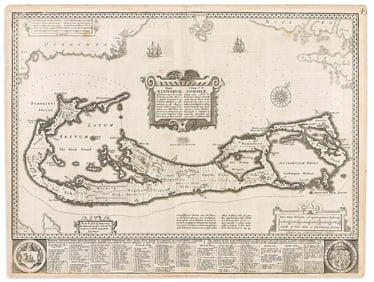 (BERMUDA.) John Speed. [Roger Rea edition]. Mappa Aestivarum / A Mapp of the Sommer Ilands Once