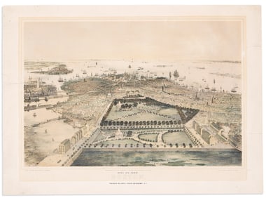 (BOSTON.) John Bachmann. Bird's Eye View of Boston. New York: Williams & Stevens, 1850