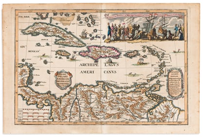 (CARIBBEAN.) Heinrich Scherer. Archipelagi Americani Delineatio Geographica. Munich, circa 1700