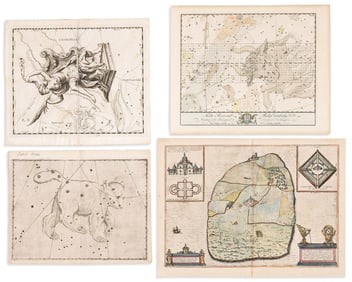 (CELESTIAL.) Group of 4 seventeenth-to-eighteenth-century engraved plates relating to astronomical