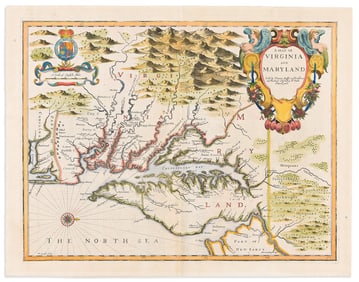 (CHESAPEAKE.) John Speed. A Map of Virginia and Maryland. London: Bassett & Chiswell, 1676