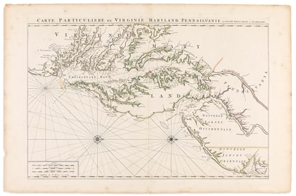 (CHESAPEAKE.) Pierre Mortier. Carte Particuliere de Virginie, Maryland, Pennsilvanie, la Nouvelle