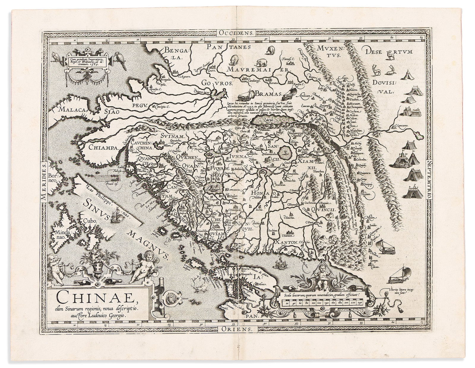 (CHINA.) Abraham Ortelius. Chinae, Olim Sinarum Regionis, Nova Descriptio. Antwerp, 1595 (1 of 1)