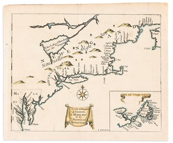 (COLONIAL NORTH AMERICA.) Henri Justel; and Rene Michault, engraver. Costes et Rivieres de Virginie,