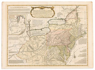 (COLONIAL NORTH AMERICA.) Bowles family; after Lewis Evans. A General Map of the Middle British